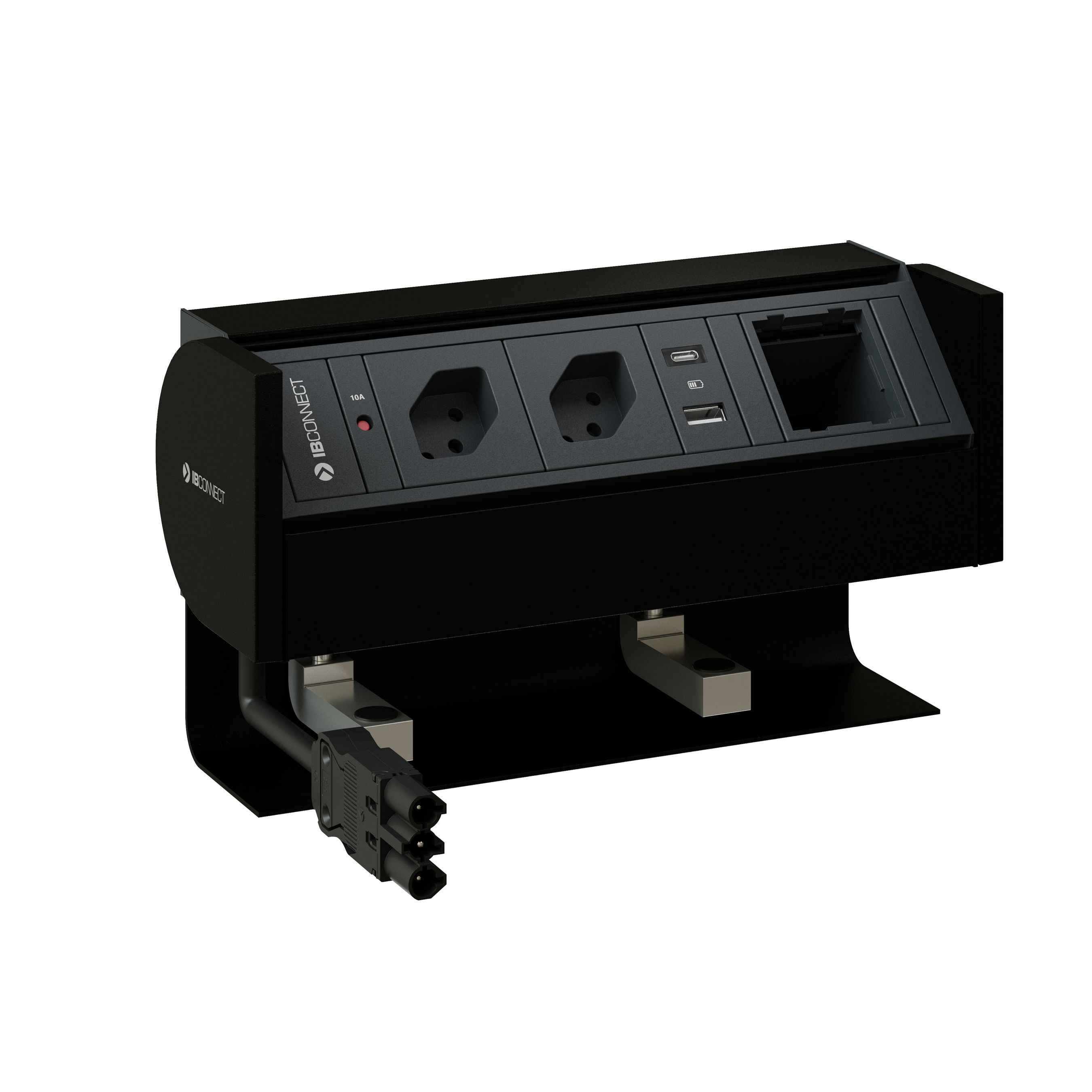 PRISMA bloc multiprise noir 2x type 13 1x USB-A/C 1x module vide