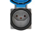 Einbausteckdose 1x Typ 13 L+N+PE Max Hauri IP55 lichtgrau/blau