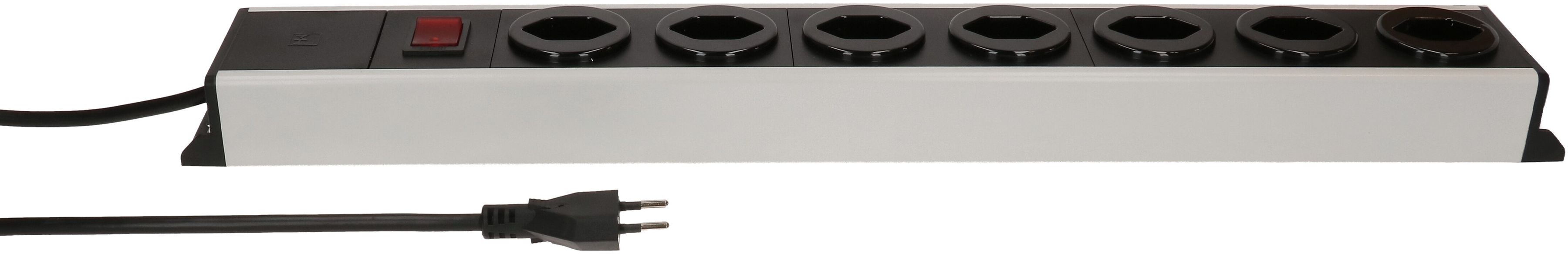 Steckdosenleiste Power Line 7x Typ 13 grau/schwarz Schalter 1.5m