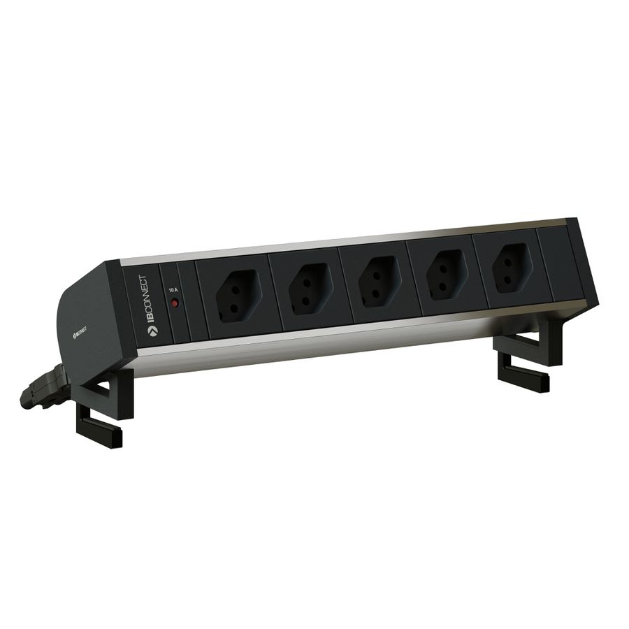 SUPRA bloc multiprise anodisé 5x type 13