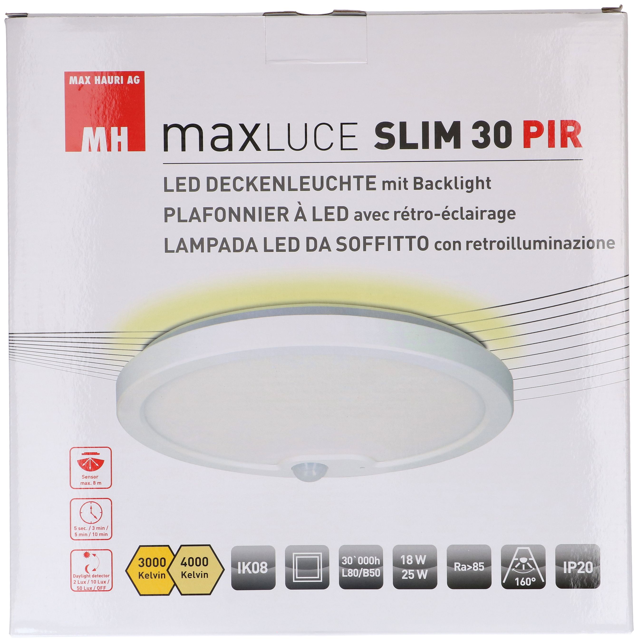 LED luce a soffitto SLIM 30 PIR 3000-4000K 18-25W