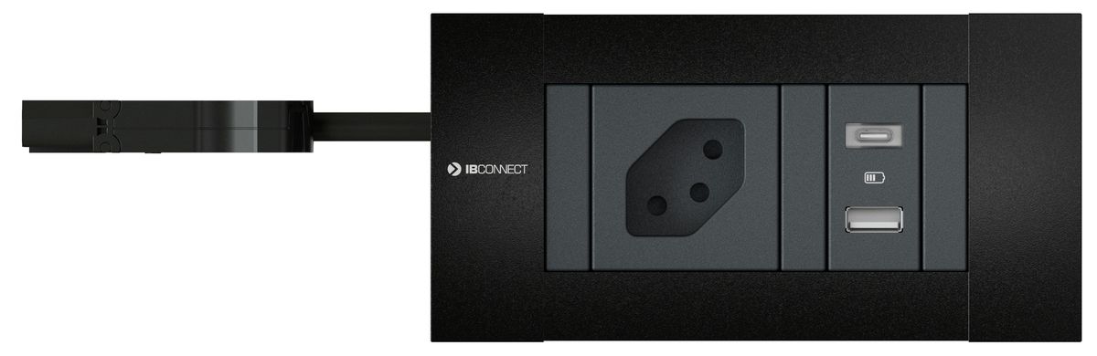 INTRO2.0 Steckdoseneinheit schwarz 1x Typ 13 1x USB-A/C
