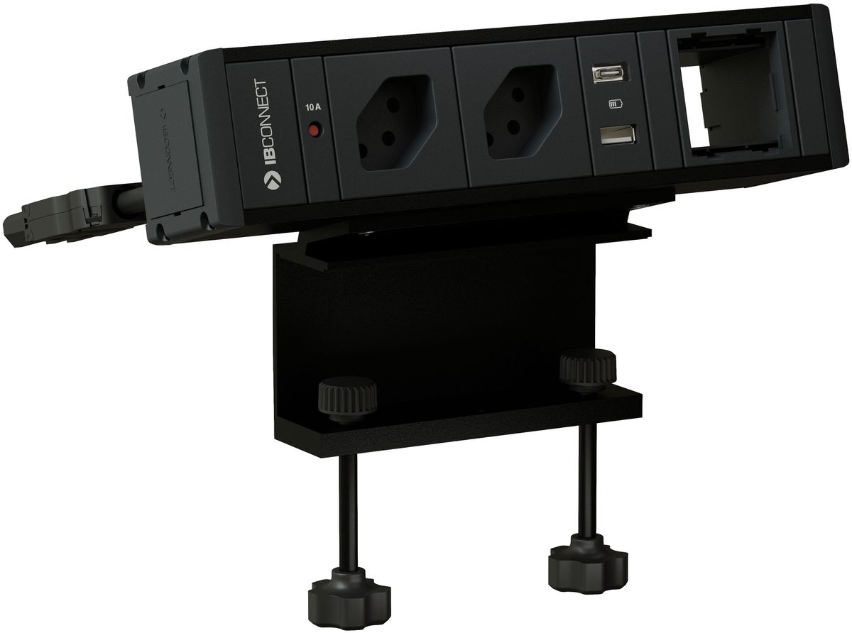 CUBO T Steckdoseneinheit schwarz 2x Typ 13 1x USB-A/C 1x Leer