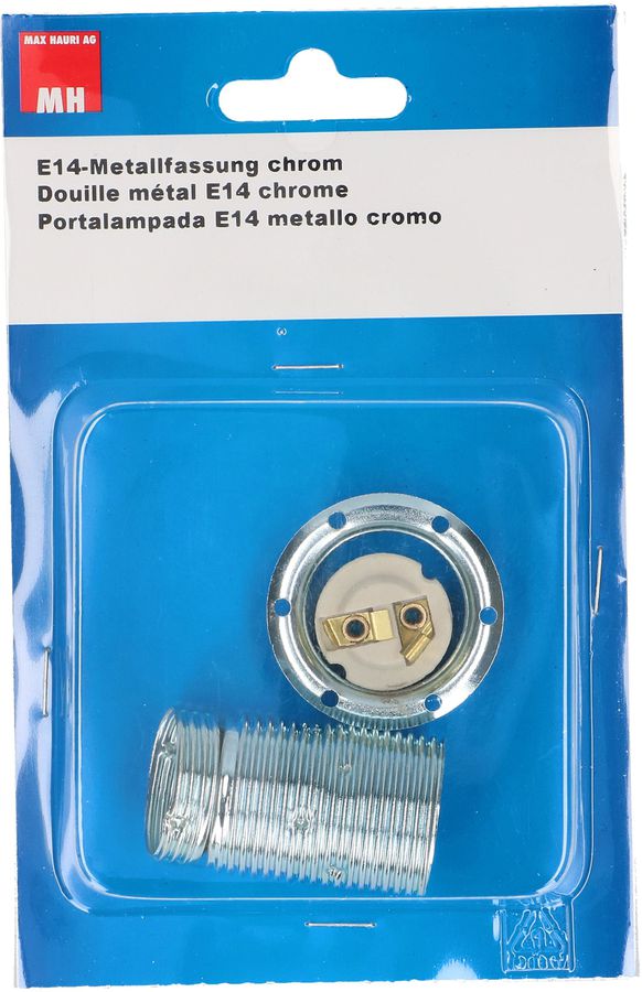 E14-Metallfassung mit Ring M10x1 Stahl Chrom
