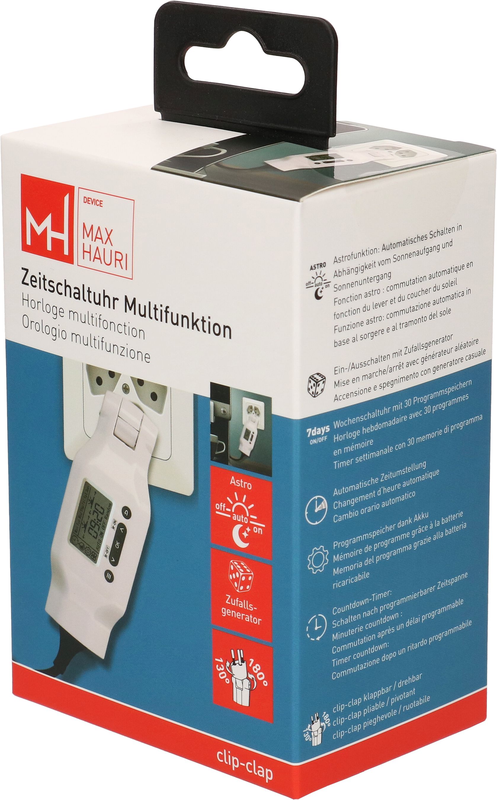 temporizzatore digitale multifunzione clip-clap bianco
