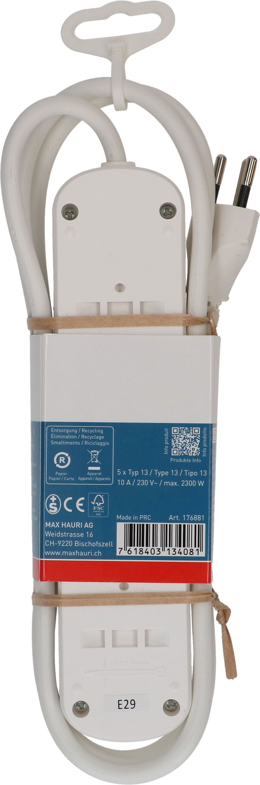 Steckdosenleiste Basic Line 5x Typ 13 ws Schalter 1.5m Green+Fair