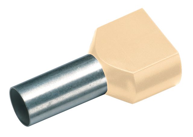 Cosse tubulaire à sertir jumelée isolée 2x10.0mm²/14mm ivoire