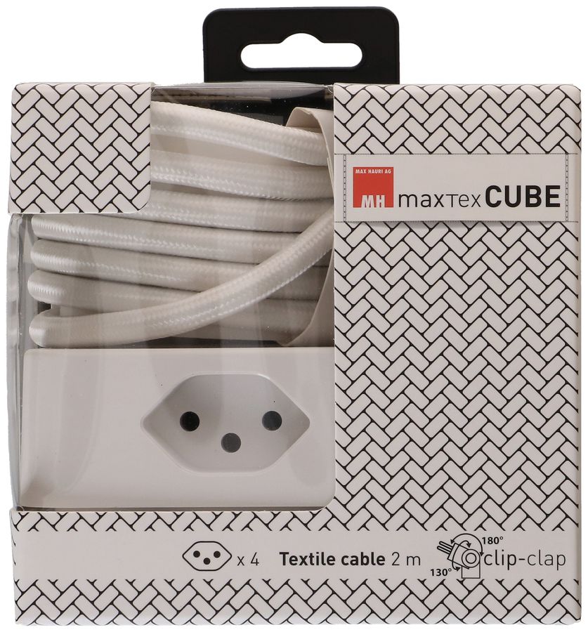 multiprise Cube 4x type 13 blanc / blanc 2m clip-clap