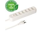 Steckdosenleiste Basic Line 6x Typ 13 ws Schalter 1.5m Green+Fair