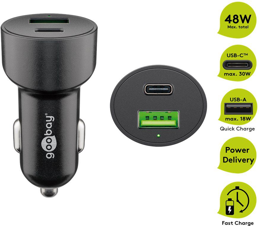 adattatore di ricarica rapida USB auto USB-C PD USB-A QC 48W ne