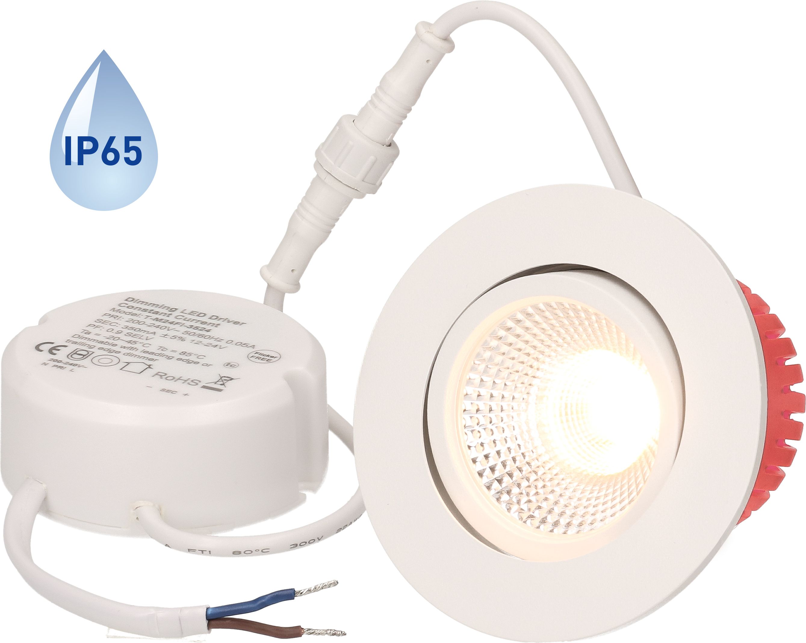 LED-Downlight "SOLV-IP65" matt white 3000K 38°