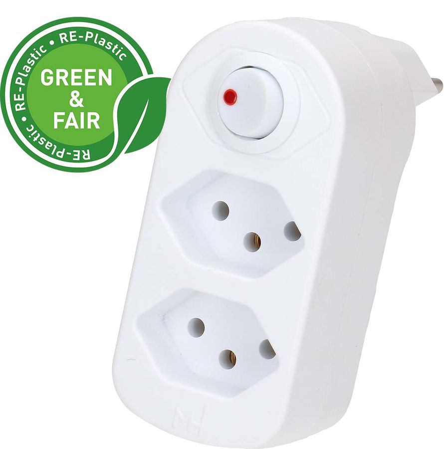 multi adaptateur ADAPT 2x type 13 blanc rotatif inter. Green+Fair