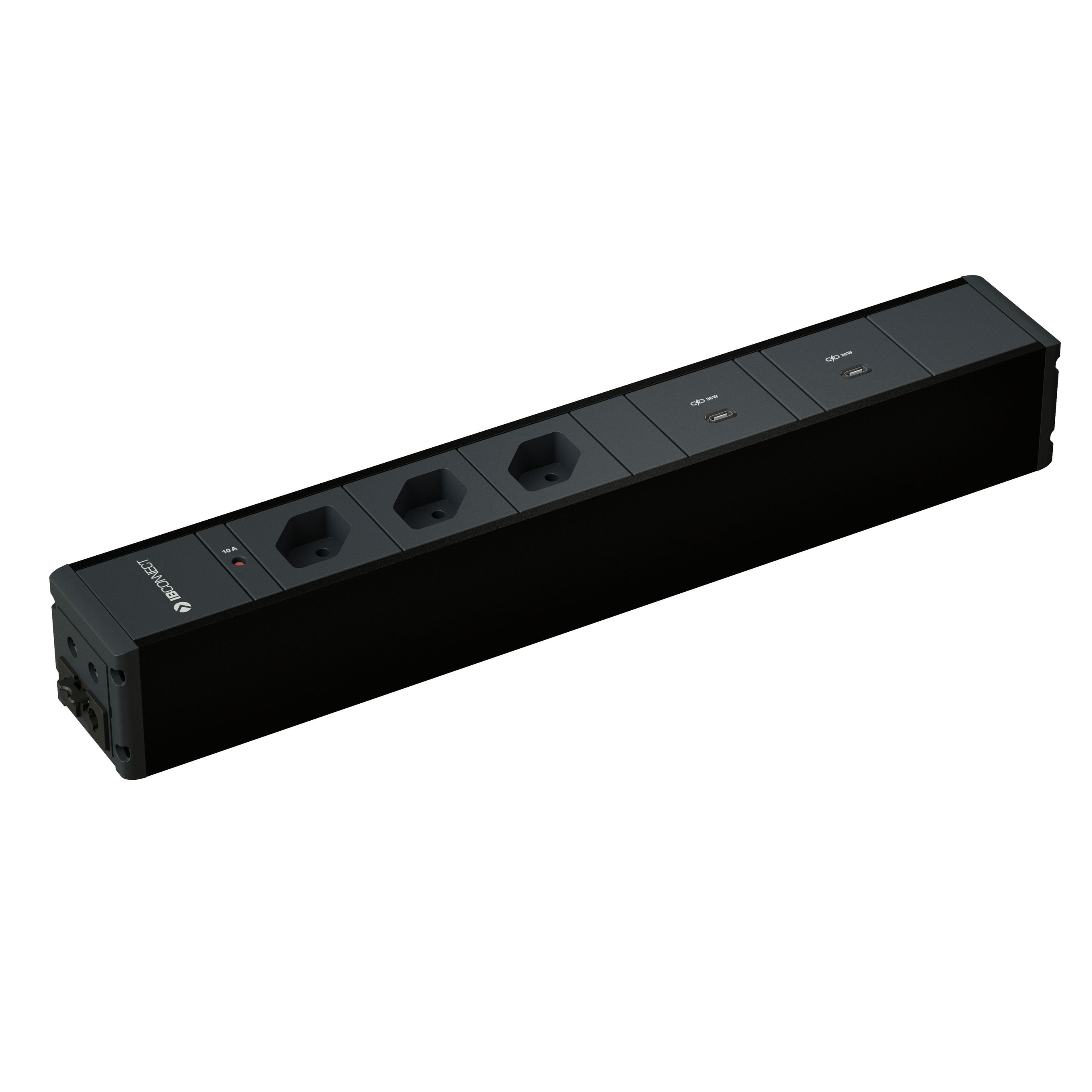 CUBO bloc multiprise noir 3x type 13 2x USB-C 36W aimant