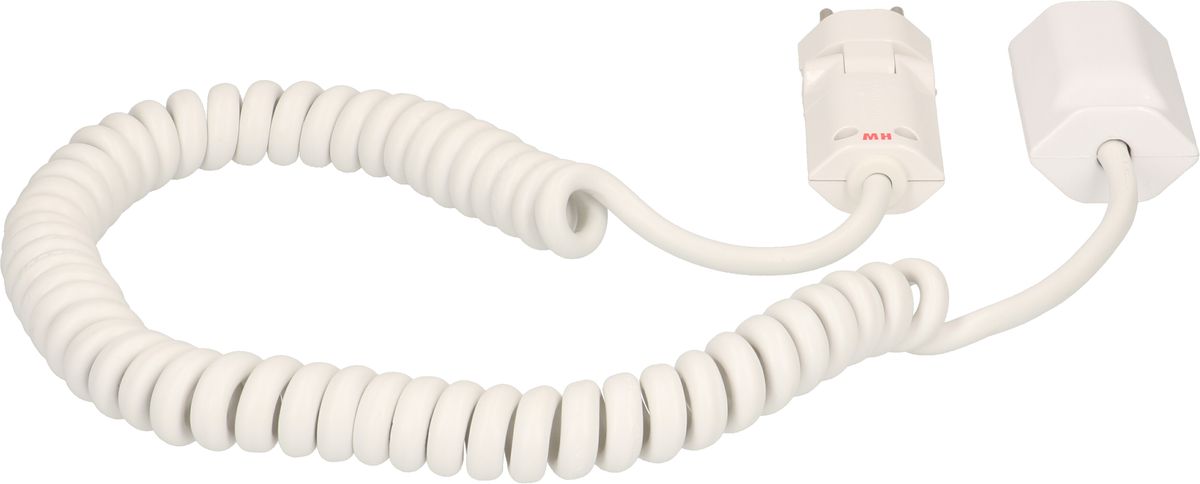 Spiral extension cable cordset H05VV-F3G1.0mm2 white