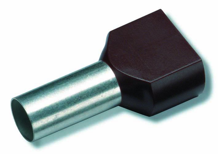 Cosse tubulaire à sertir jumelée isolée 2x10.0mm²/14mm marron