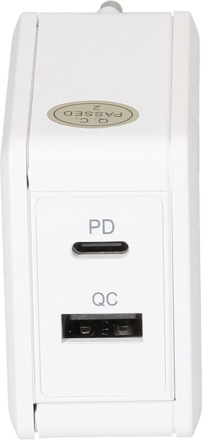 adattatore di ricarica rapida USB 1x USB-C PD 1x USB-A 30W bianco