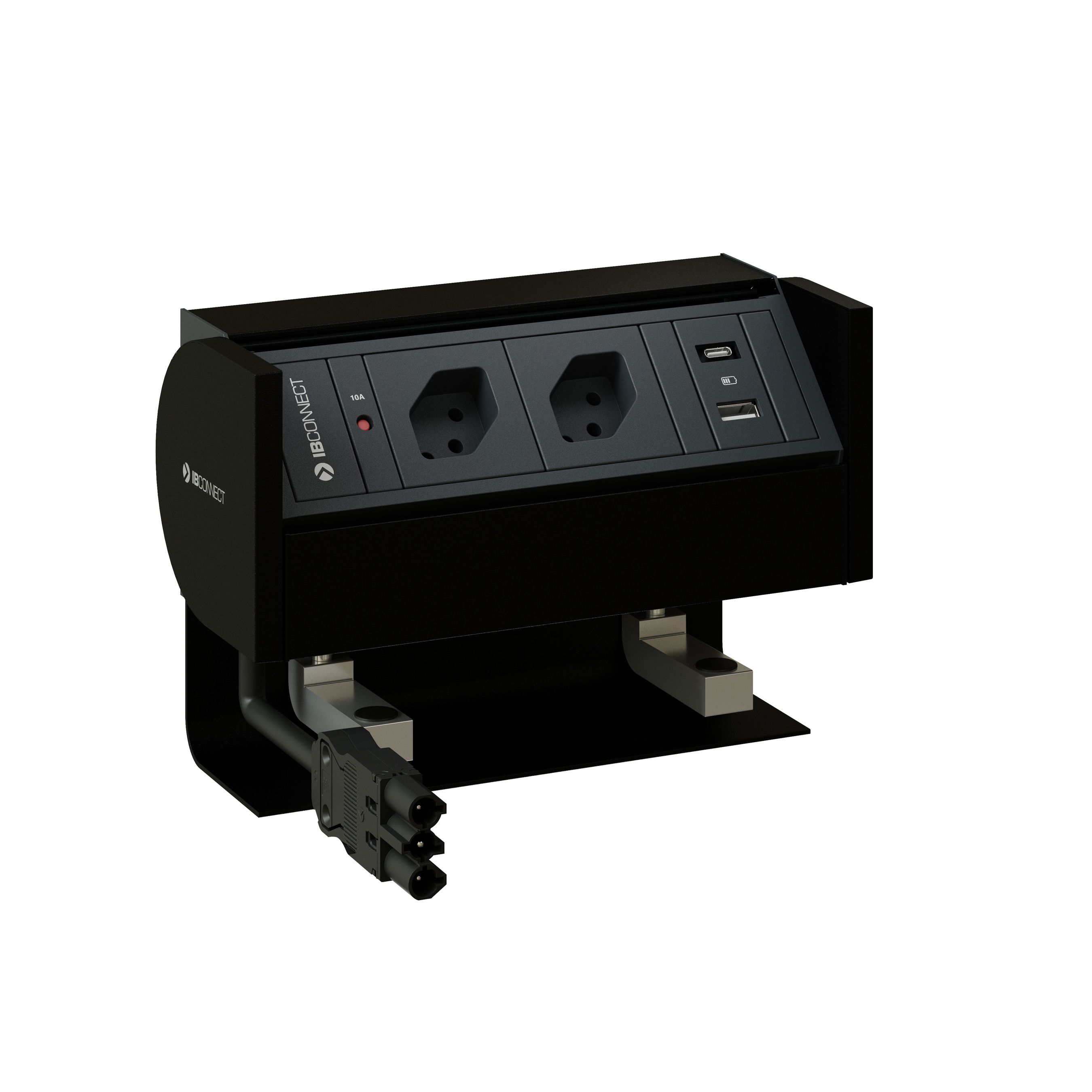 PRISMA presa multipla nero 2x tipo 13 1x USB-A/C