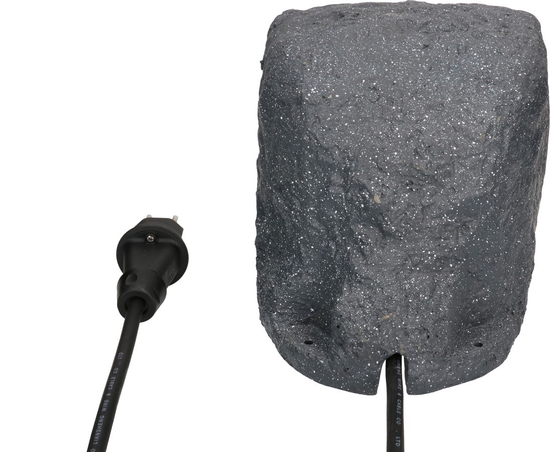 garden socket stone, 2x T13 IP55, timer, dark grey