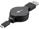 USB 2.0 Kabel schwarz 1m, ausziehbar