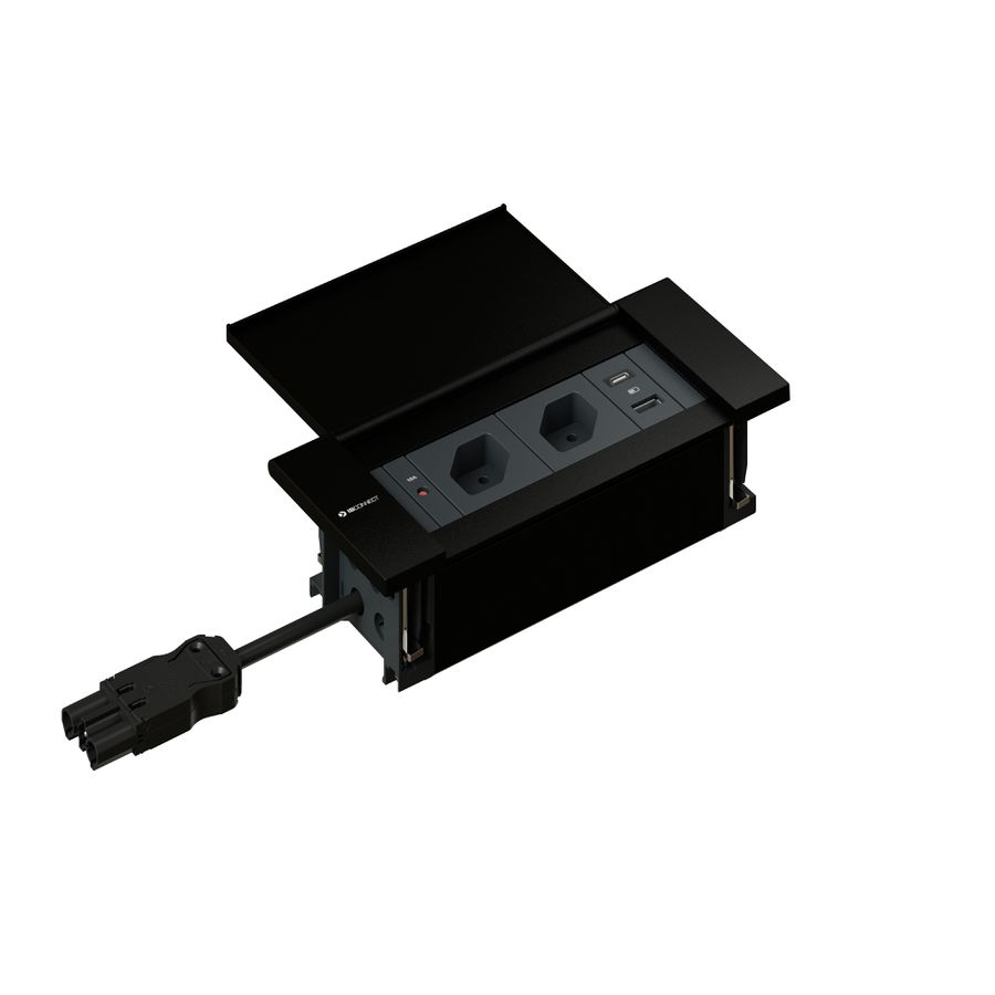 NEXO Steckdoseneinheit schwarz 2x Typ 13 1x USB-A/C