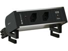 SUPRA Steckdoseneinheit eloxiert 2x Typ 13 1x USB-A/C