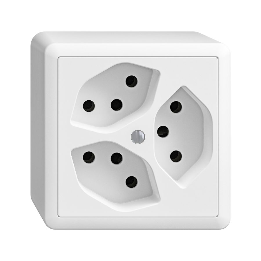 Steckdose 3x Typ 13 Gr.1x1 AP EdizioDue weiss