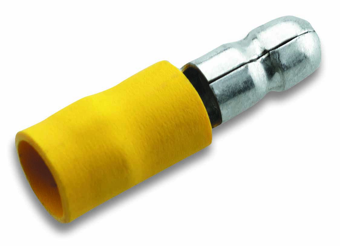 Rundstecker isoliert 4-6mm² Steckerdurchmesser 5mm gelb PVC