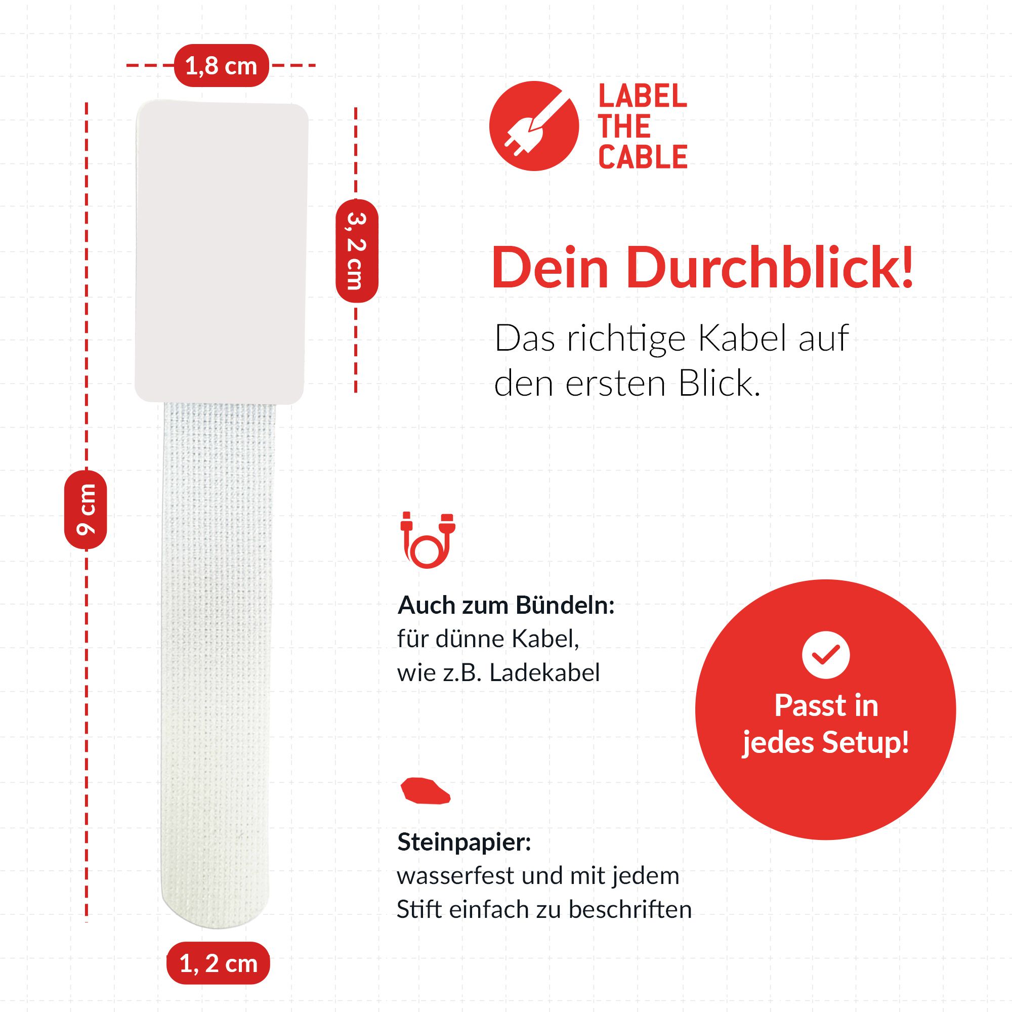 LTC Cable Tags fascette con etichetta bianco / 30 pezzi