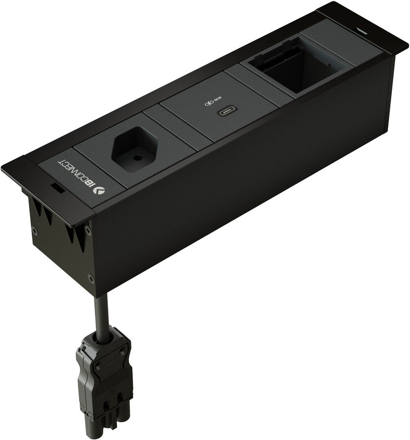 CUBOBOX Steckdos. schwarz S 3-fach 1x Typ 13 1x USB-C 60W 1x Leer