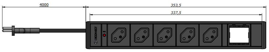 CUBO Steckdoseneinheit schwarz 5x Typ 13 1x Leermodul Magnet