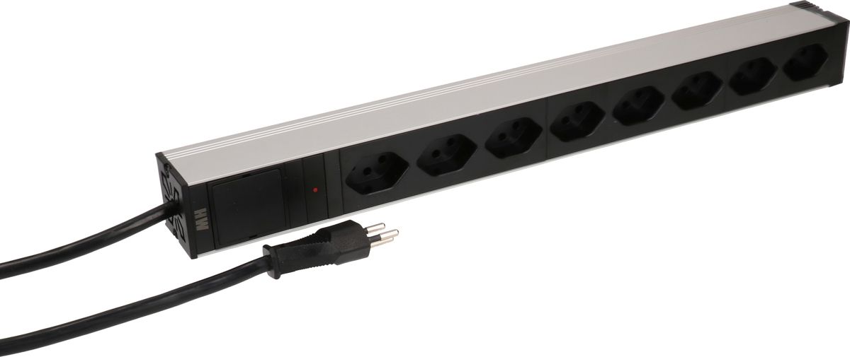 PDU 19" 8x type 13 90° black 1HE, reconnectable cable