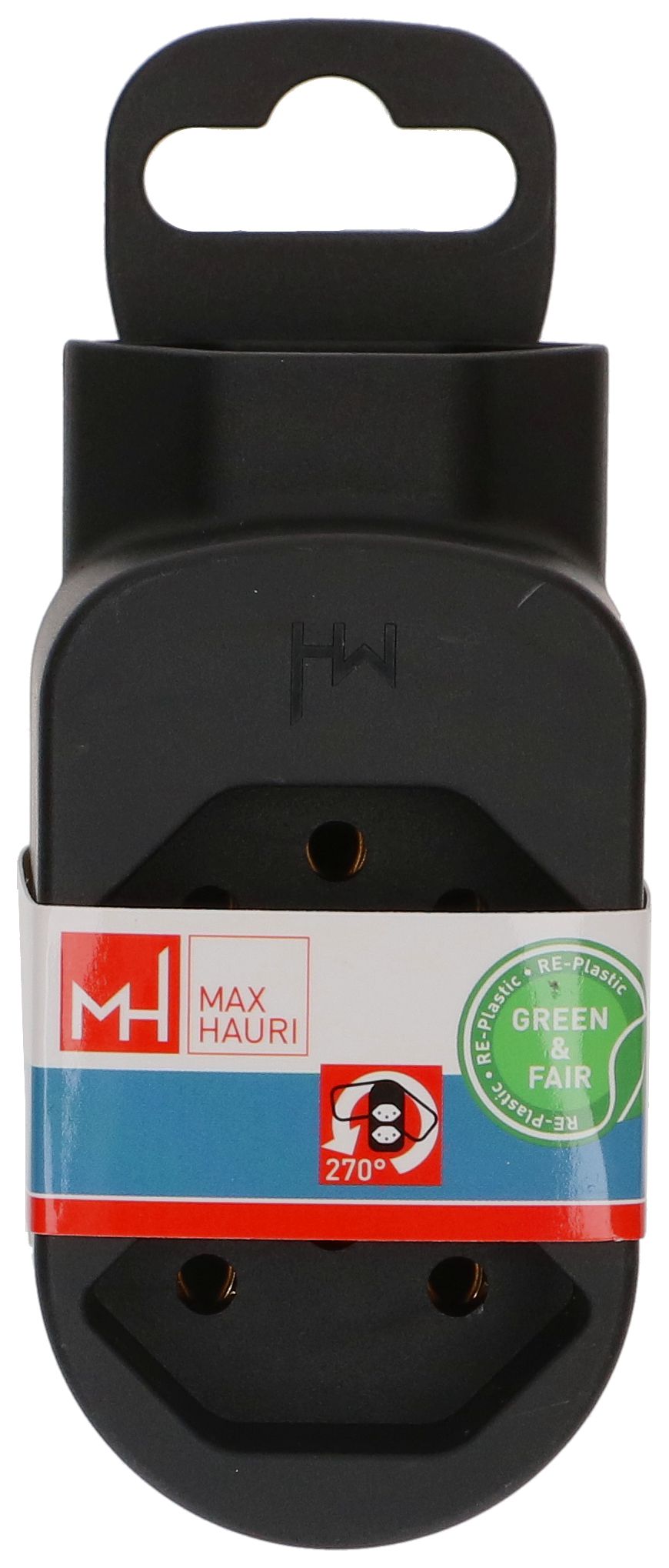 Abzweigstecker ADAPT 2+1x Typ 13 schwarz drehbar Green+Fair