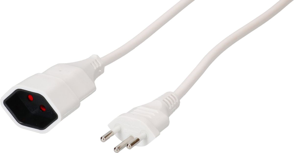 TD-Verlängerung H05VV-F3G1.0 3m weiss BS Typ 12 / Typ 13