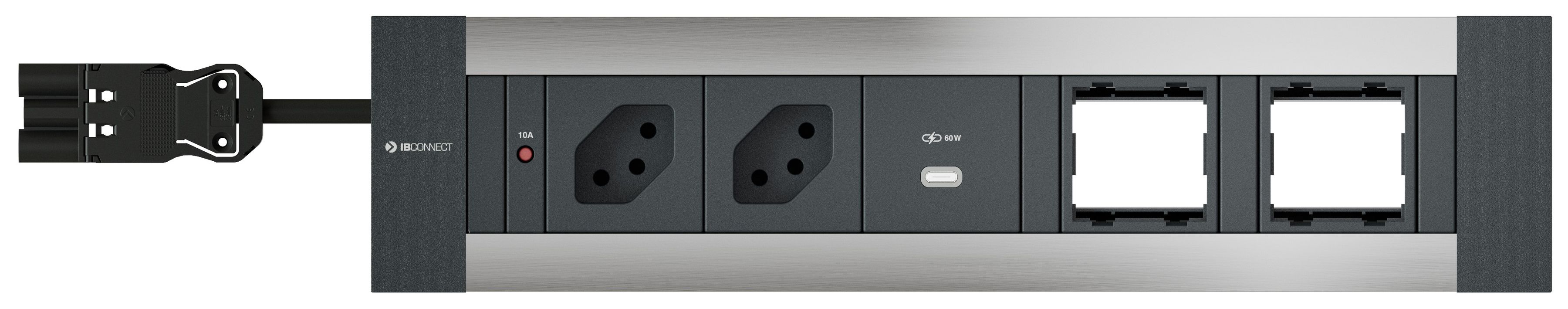 INTRO2.0 Steckdosen. eloxiert 2x Typ 13 1x USB-C 60W 2x Leer