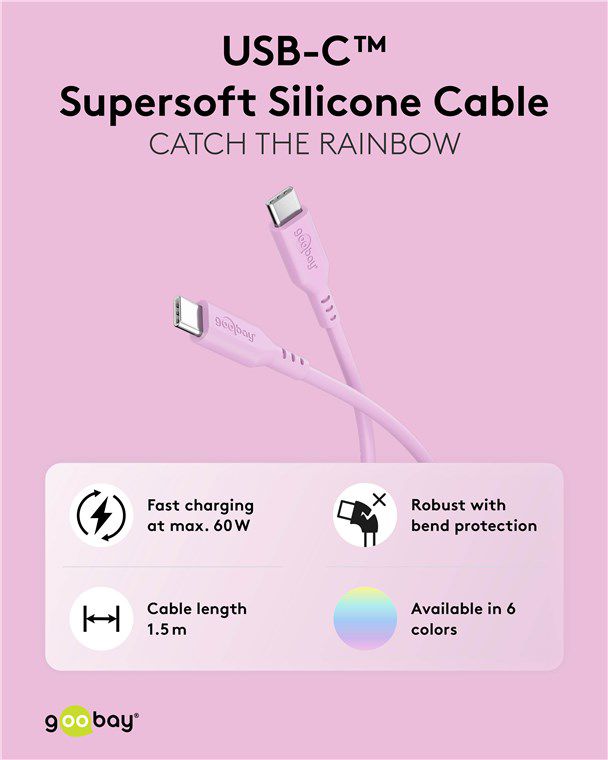 Ladekabel USB-C Silikon 1.5m pink