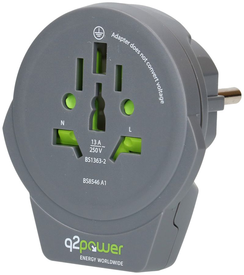 Q2 Power adattatore mondiale Schuko - USB-A