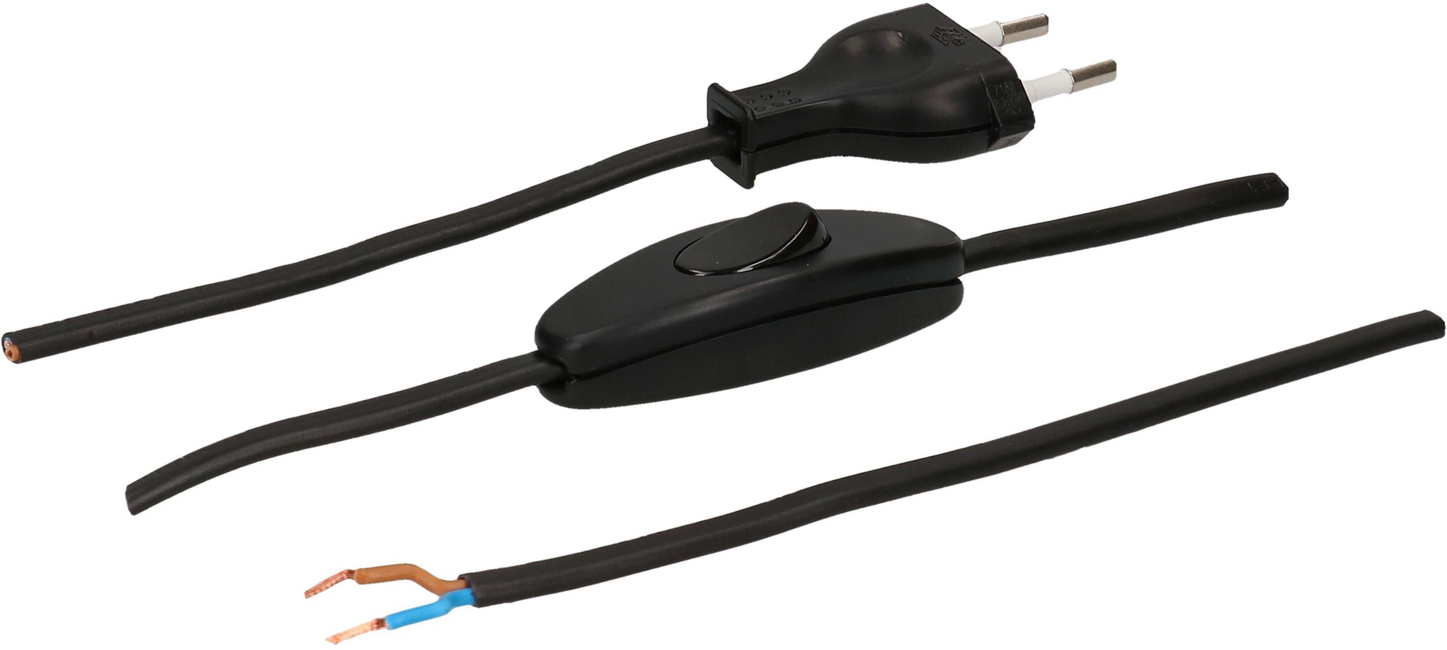 TDLF câble secteur H03VVH2-F2x0.75 1.5m noir interrupteur T26