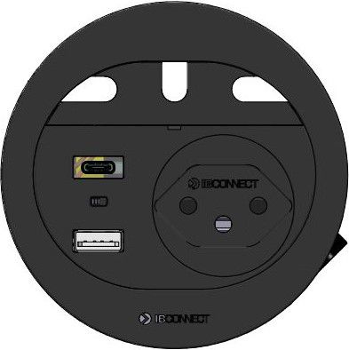 DIVUS bloc multiprise noir 1x type 13 1x USB A/C 3x passe-câble