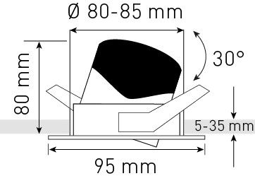 spot da incasso a LED ROUND 230 bianco 4000K 780lm 36°