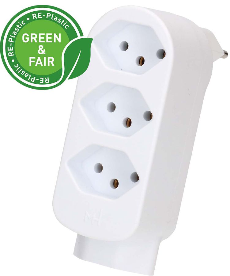 multi adaptateur ADAPT 3+1x type 13 blanc rotatif Green+Fair