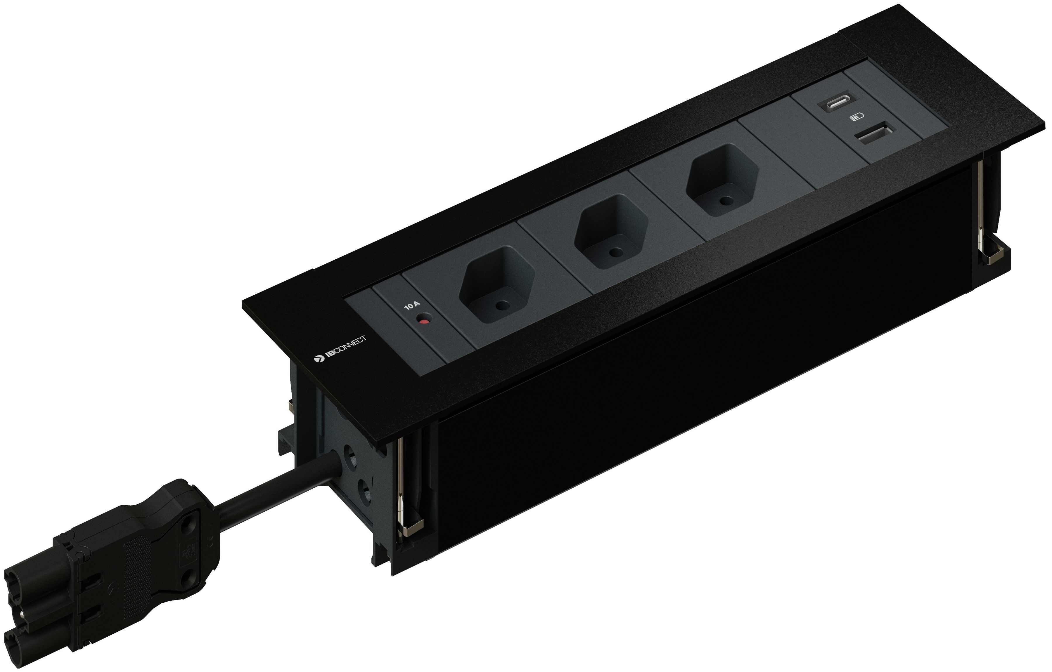 INTRO2.0 Steckdoseneinheit schwarz 3x Typ 13 1x USB-A/C