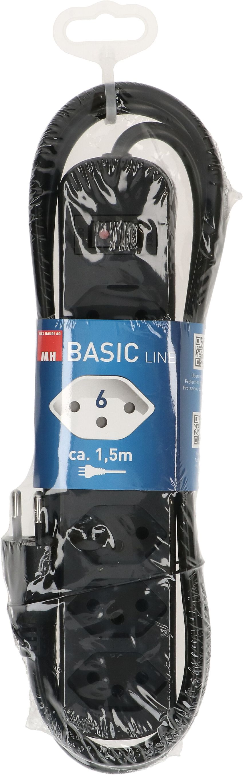 multiprise Basic Line 6x type 13 noir interrupteur 1.5m