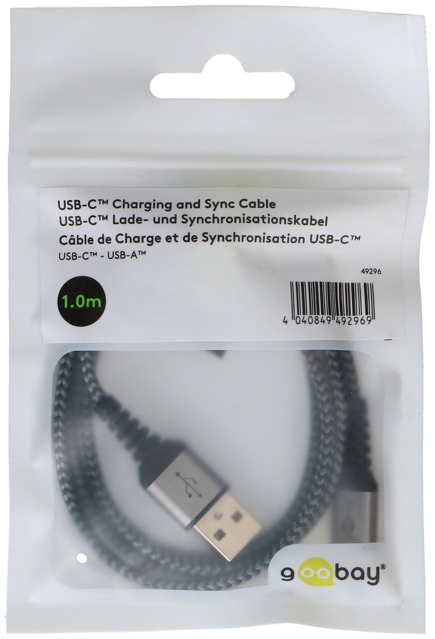 USB-A auf USB-C Kabel Textil extra robust 1m