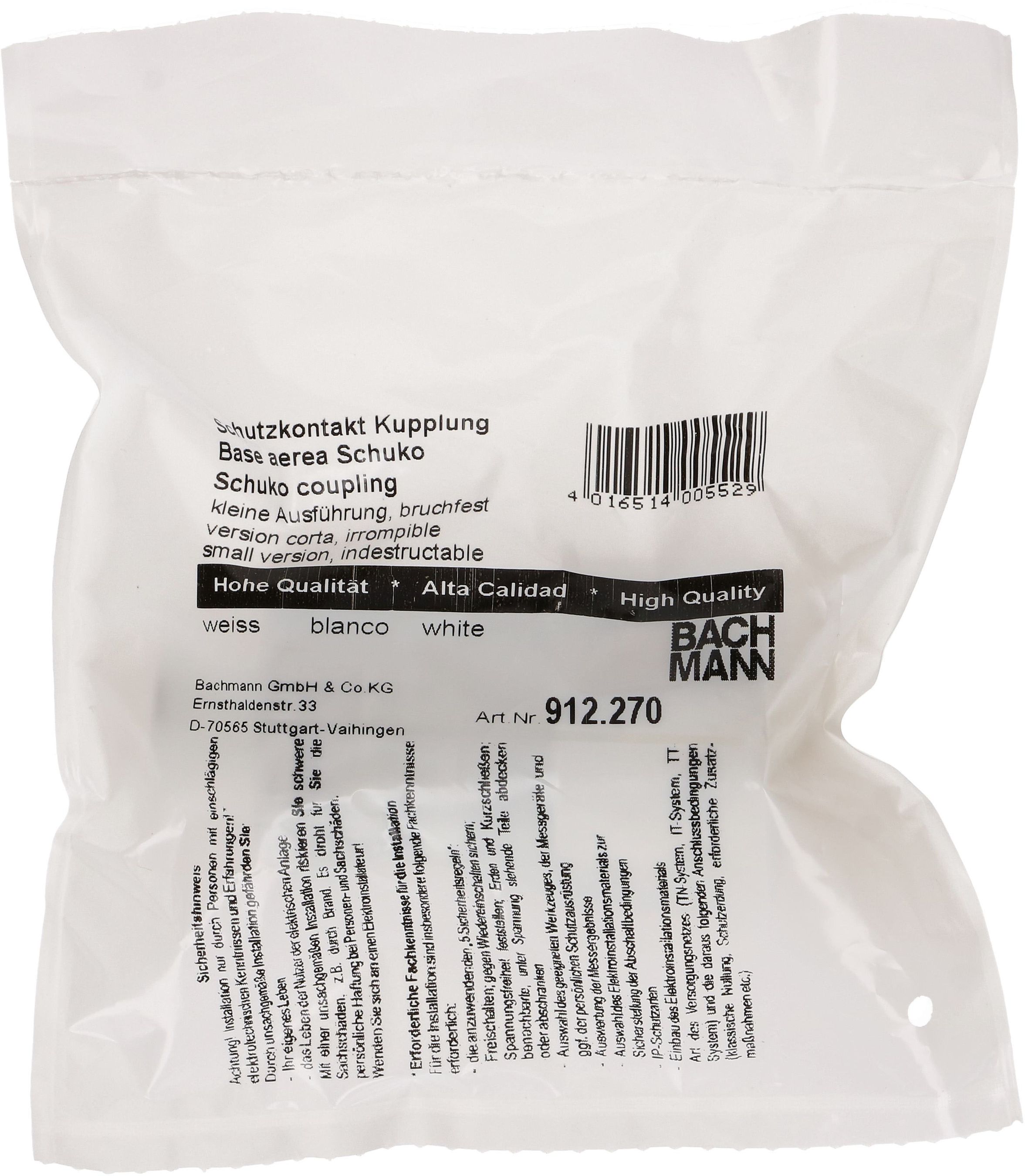 Kupplung Schuko weiss