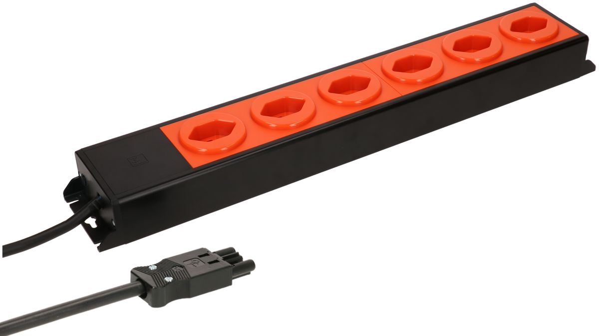 Steckdosenleiste Power Line 6x Typ 13 schwarz/orange 3.0m AC 166