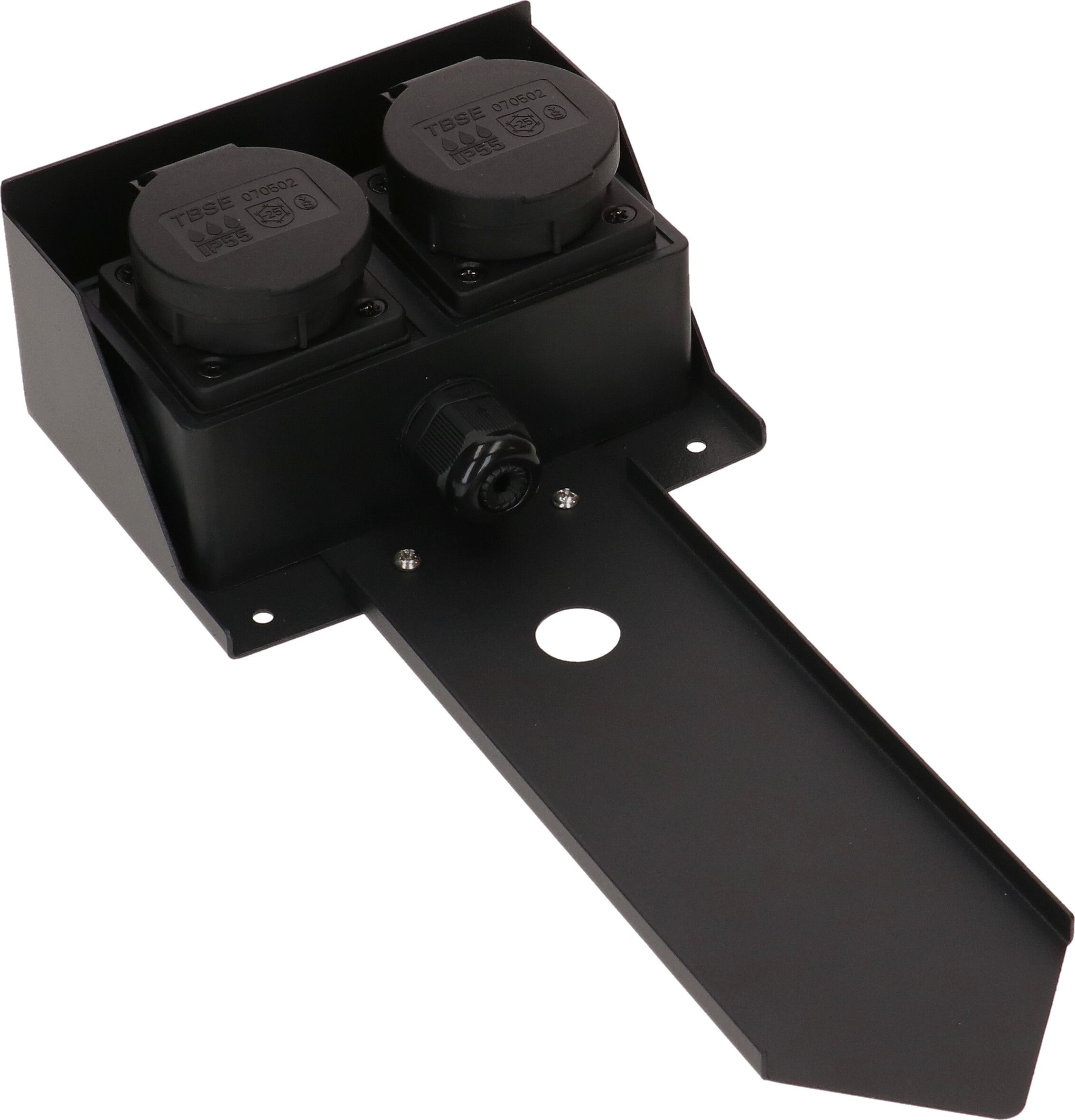 prises de jardin 2x type 13 IP55 avec pique amovible noir
