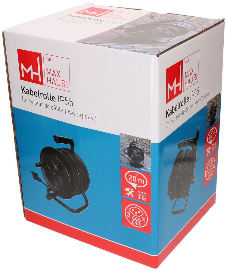 Kabelrolle 3x Typ 13 IP55 20m schwarz
