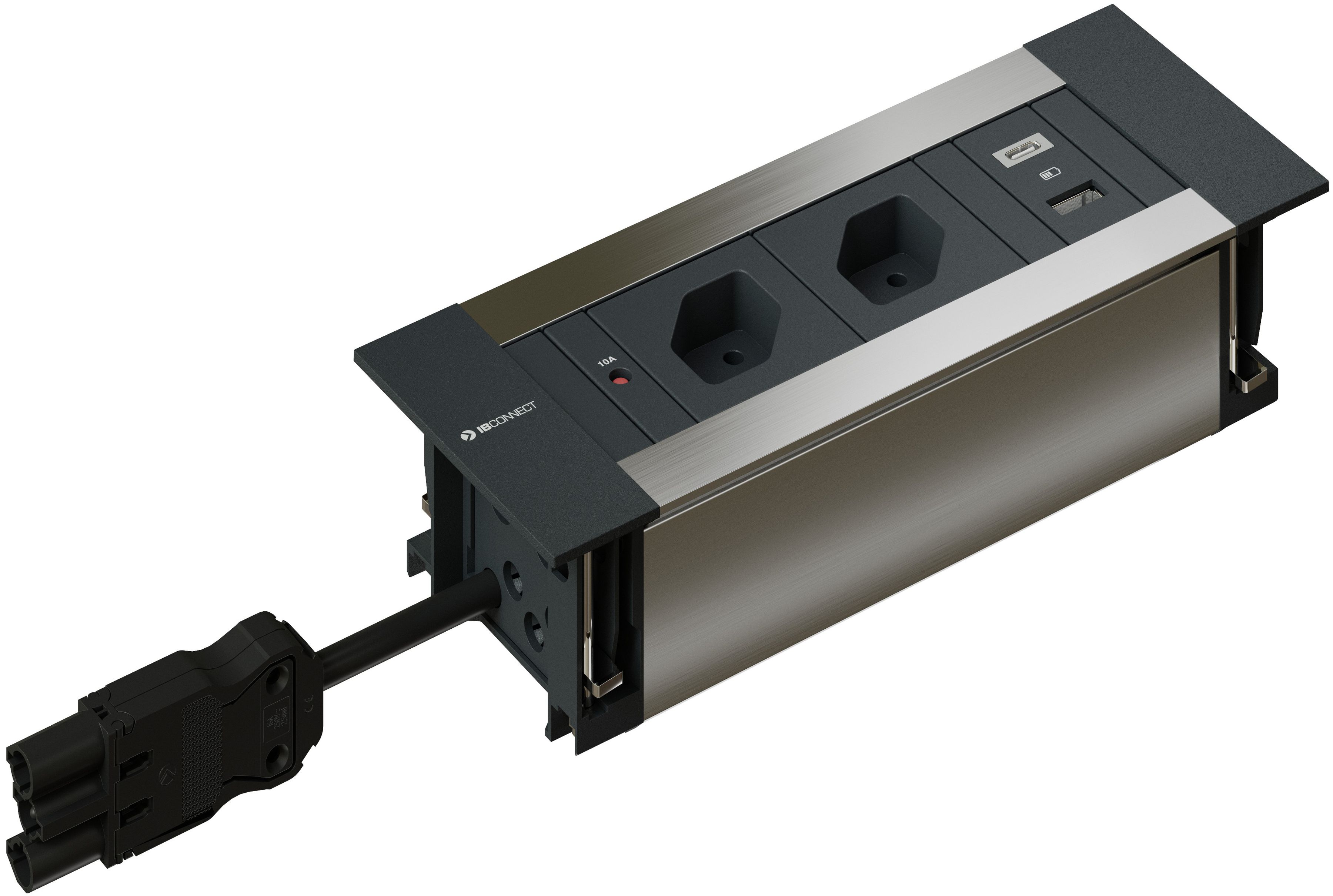 INTRO2.0 Steckdoseneinheit eloxiert 2x Typ 13 1x USB-A/C