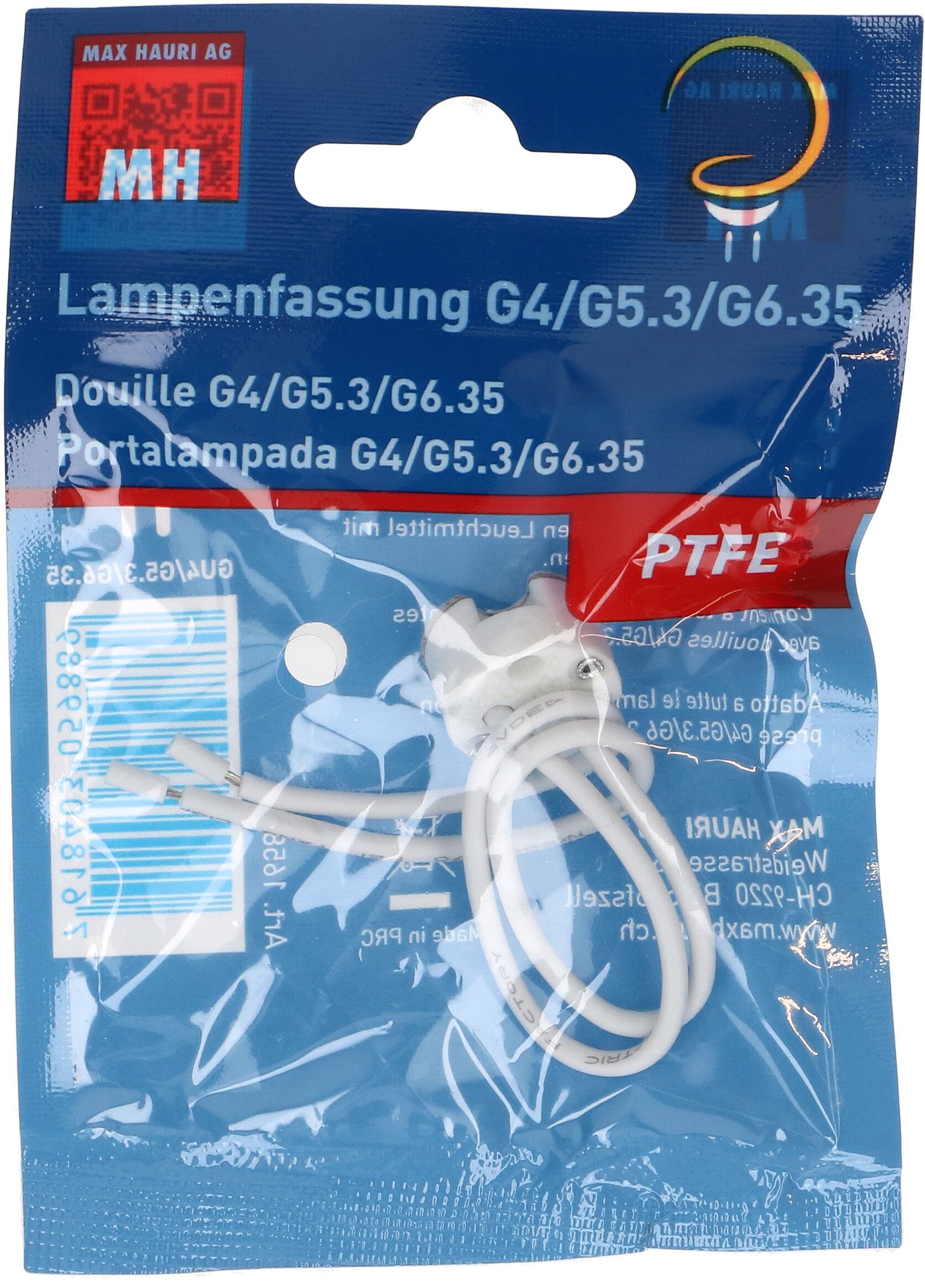 G4/G5.3/G6.35-Halogenfassung PTFE Litze 140mm