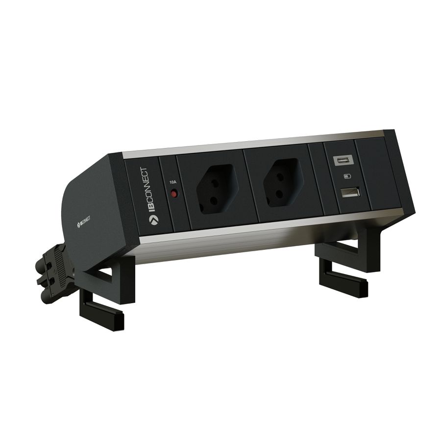 SUPRA Steckdoseneinheit eloxiert 2x Typ 13 1x USB-A/C
